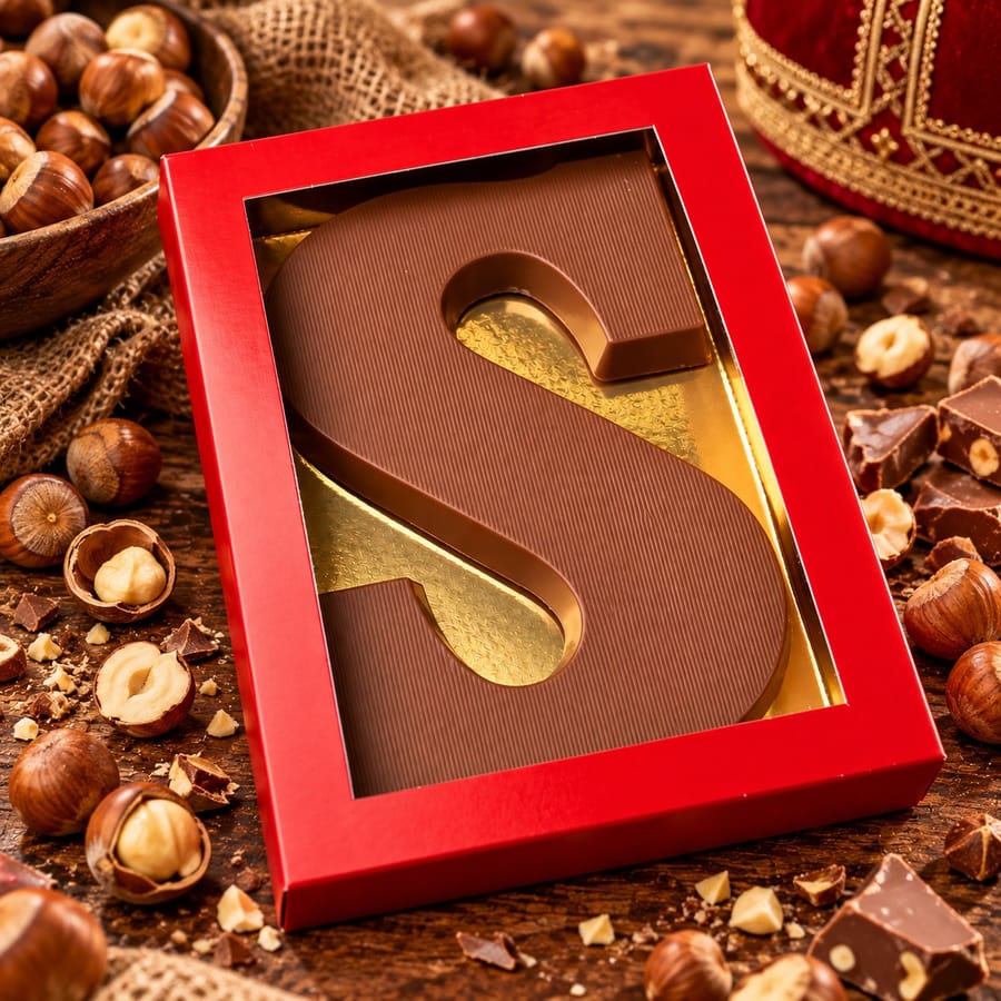 Chocoladeletter S gevuld met praliné, 120 gram
