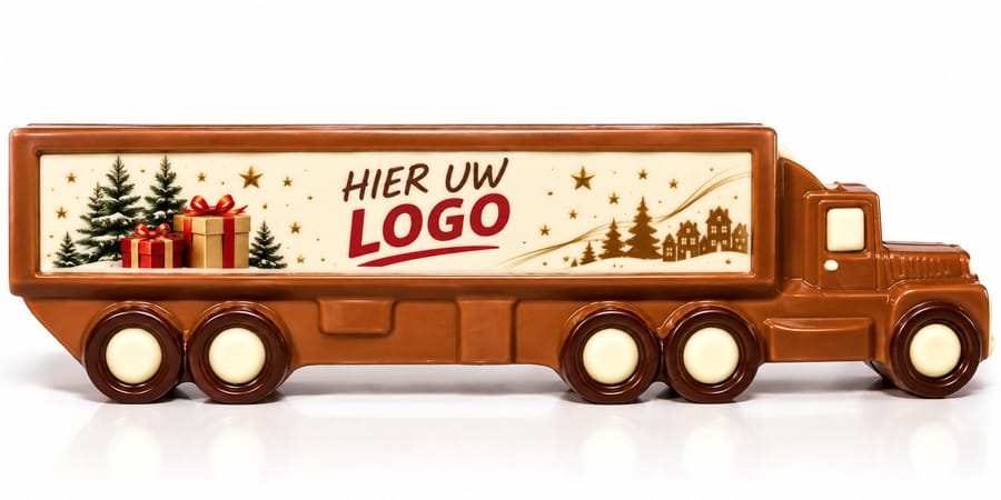 Chocolade vrachtwagen met logo