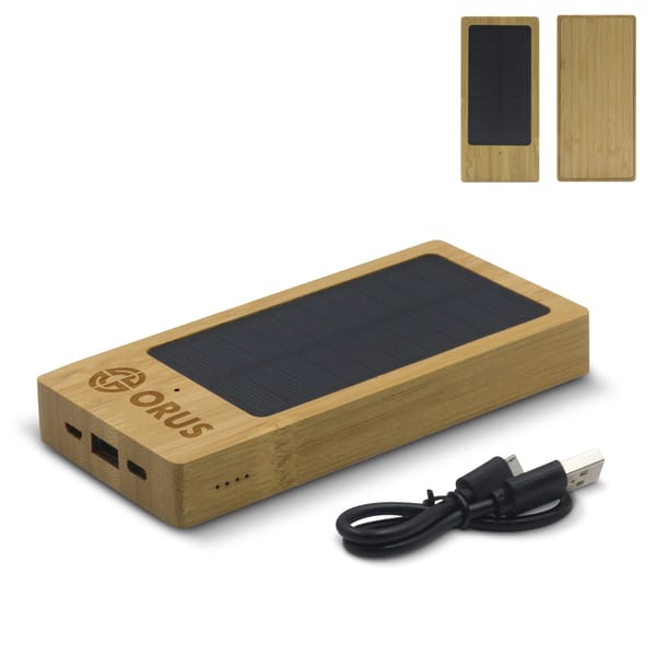 Powerbank Bamboe met Zonne Energie 8000mAh