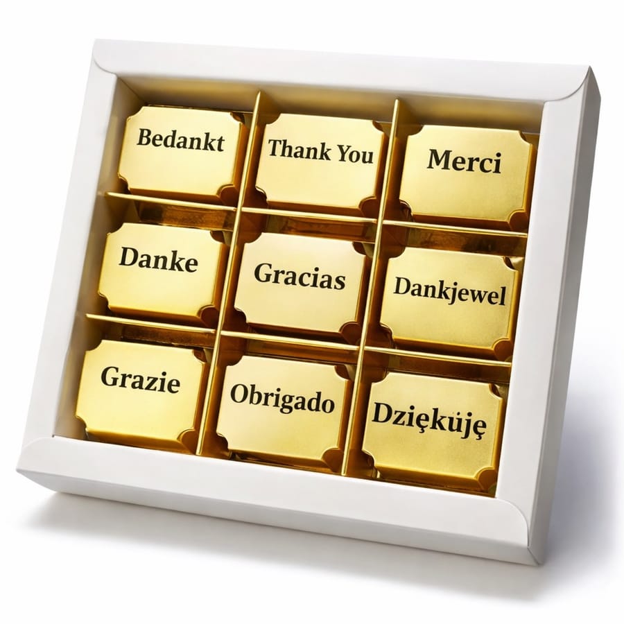 9 logobonbons in geschenkdoos