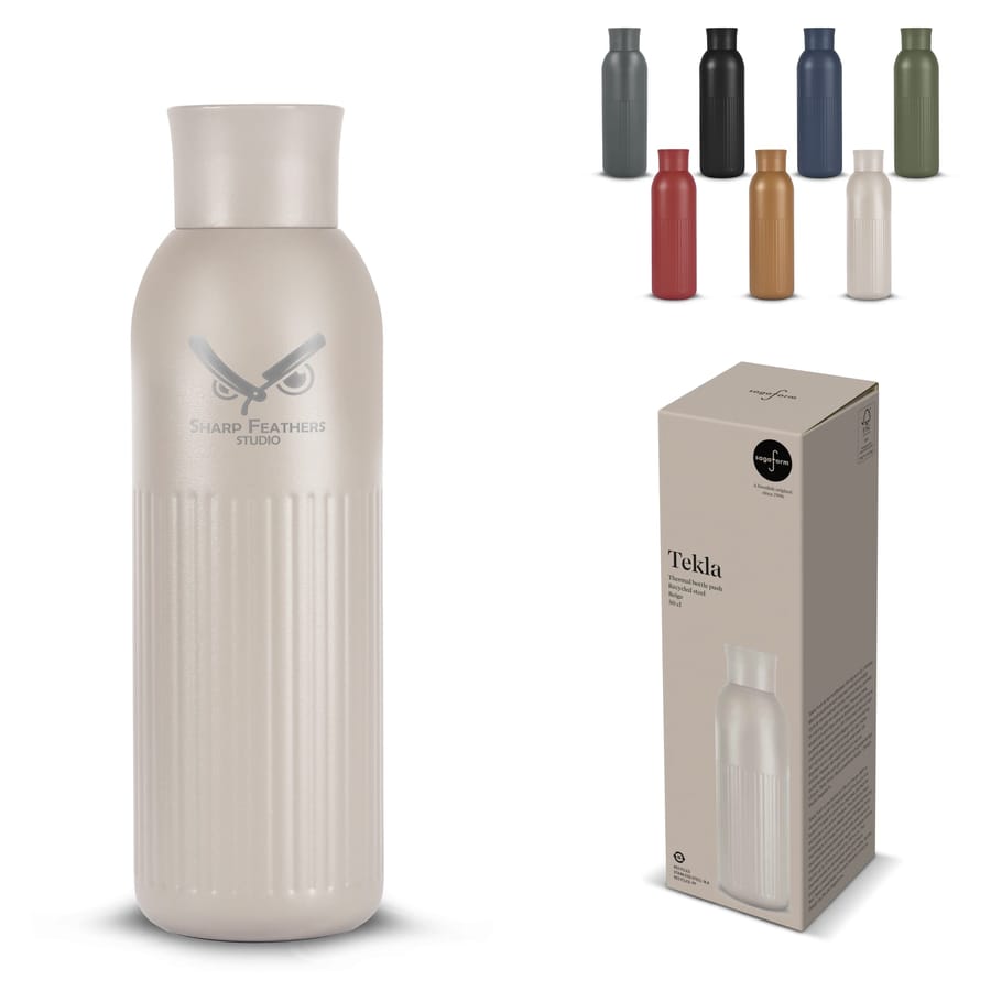 Sagaform Tekla Push stalen fles met druk dop gerecycled) 500 ml
