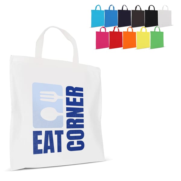 Schoudertas OEKO-TEX® gekleurd kort 140g/m² 38x42 cm