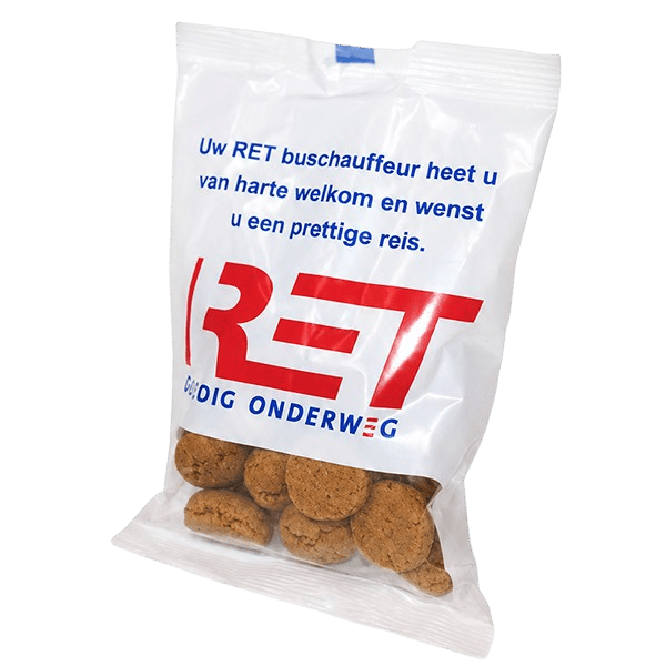 Bedrukt zakje gevuld met kruidnoten