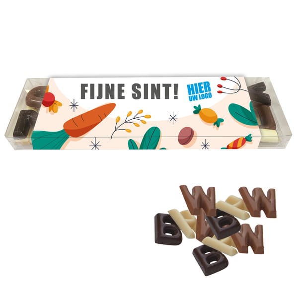 SINT Doosje met 18 chocolade lettertjes - Inclusief banderol