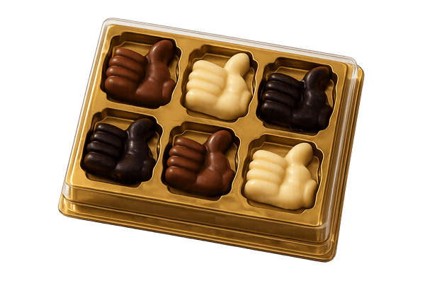 Like duim 6 chocolaatjes in doos