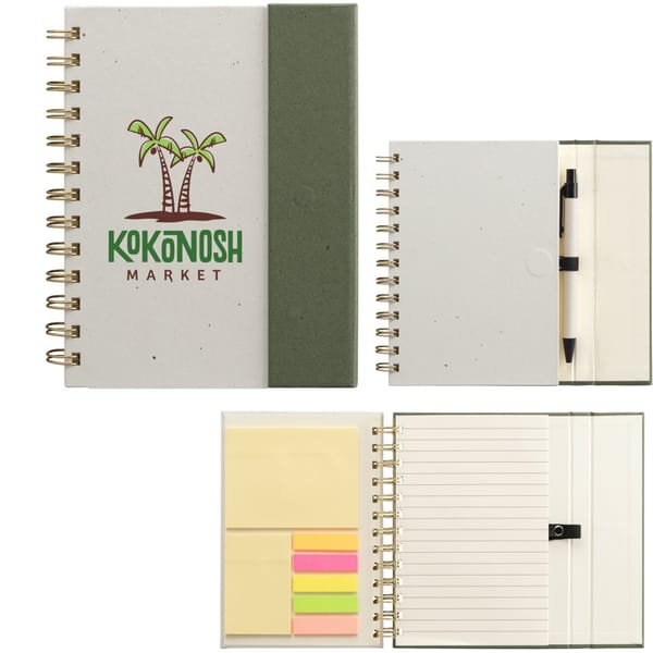 Halden FSC-papieren notitieboek met spiraal en sticky notes 