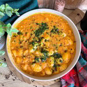 gnocchi w sosie dyniowym z kurczakiem