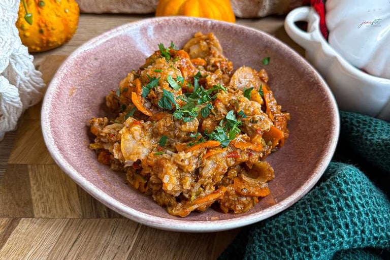 Szybka zapiekanka z ryżem i warzywami