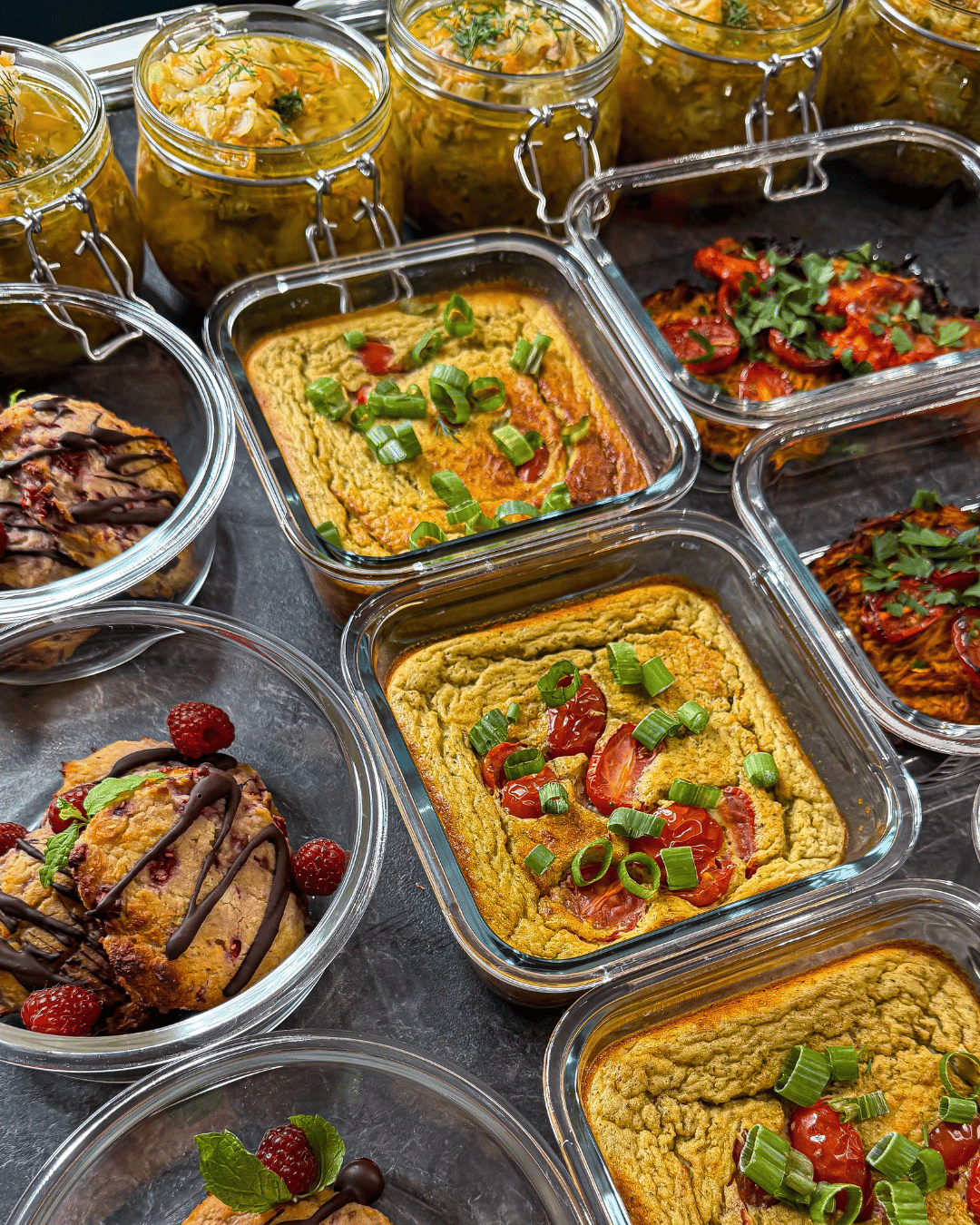 ciasto z bakłażana, ciastka malinowe, zupa, placki z batatów