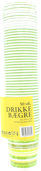 Drikkebægre 20cl stribet/kiwi 50 stk