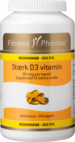 Modelbillede af Fitness Pharma Stærk D3 Vitamin 300 stk