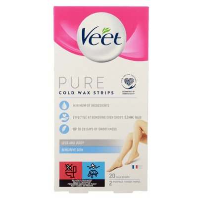 Modelbillede af Veet Pure Cold Wax Strips Sensitive Ben & Krop 22 stk.