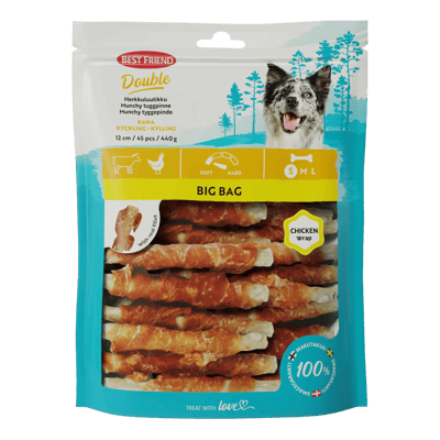 Modelbillede af Best Friend Double Munchy Tyggepinde kylling 12cm 45pcs 440g