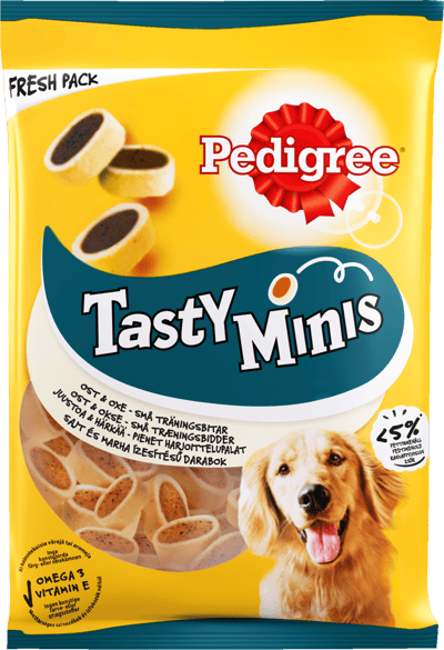 Modelbillede af Pedigree Tasty Minis Ost & Oksekød 140 g