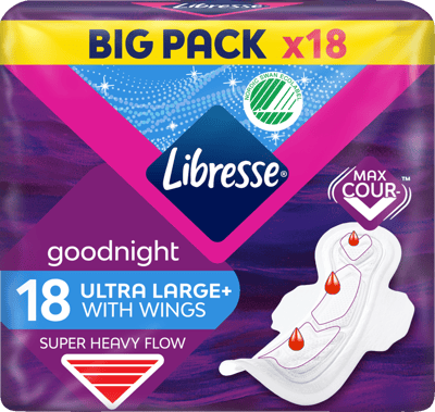 Modelbillede af Libresse Ultra Goodnight Large+ natbind med vinger 18 stk