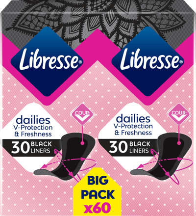 Modelbillede af Libresse Regular Black trusseindlæg 60 stk.