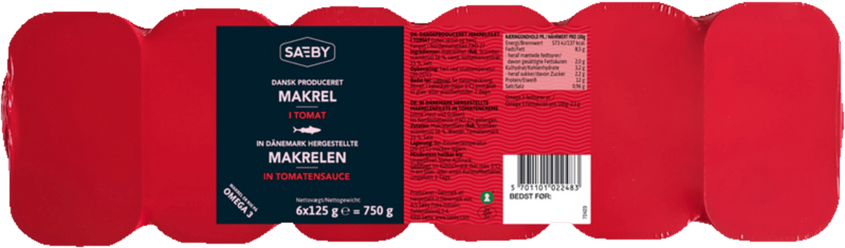 Makrel i Tomat Sæby 6x125 g