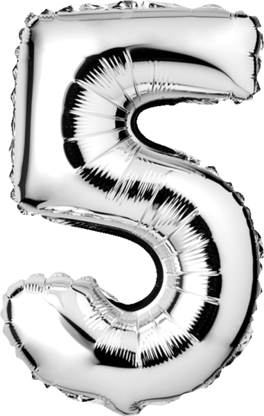 Modelbillede af Folieballon nr. 5 Sølv 1 stk. H60 cm