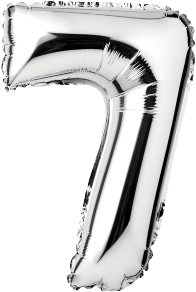 Modelbillede af Folieballon nr. 7 Sølv 1 stk. H60 cm