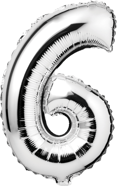 Modelbillede af Folieballon nr. 6 Sølv 1 stk. H60 cm