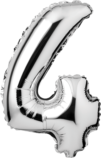Modelbillede af Folieballon nr. 4 Sølv 1 stk. H60 cm