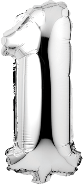Modelbillede af Folieballon nr. 1 Sølv 1 stk. H60 cm