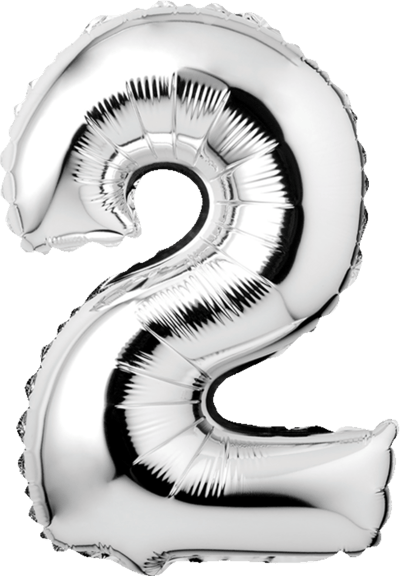 Modelbillede af Folieballon nr. 2 Sølv 1 stk. H60 cm
