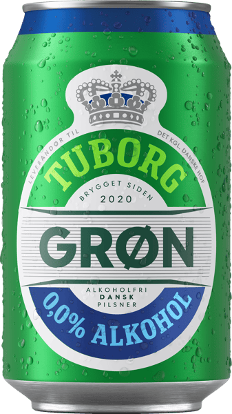 Modelbillede af Grøn Tuborg 0,0% Pilsner - Alkoholfri øl, 24x33cl dåse