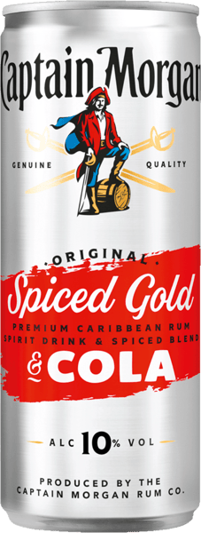 1 ds. Captain Morgan&Cola 10% 0,25 l. + pant