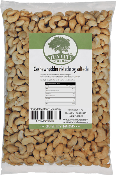 Modelbillede af Quality Farms Cashewnødder Olieristet 1000g