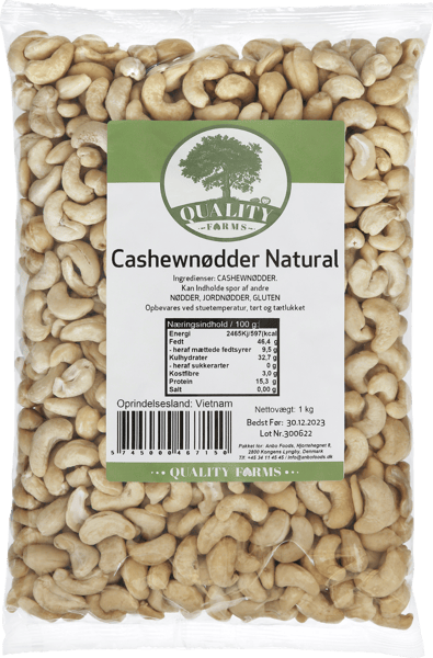 Modelbillede af Quality Farms Cashewnødder Naturel 1000g