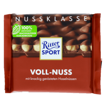 Modelbillede af Ritter Sport Mælk m. hel nød 100g