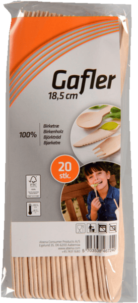 Gaffel, natur, birketræ, 20 stk.