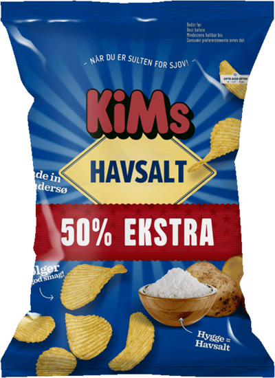 Modelbillede af Kims +50% Havsalt Chips 255 g
