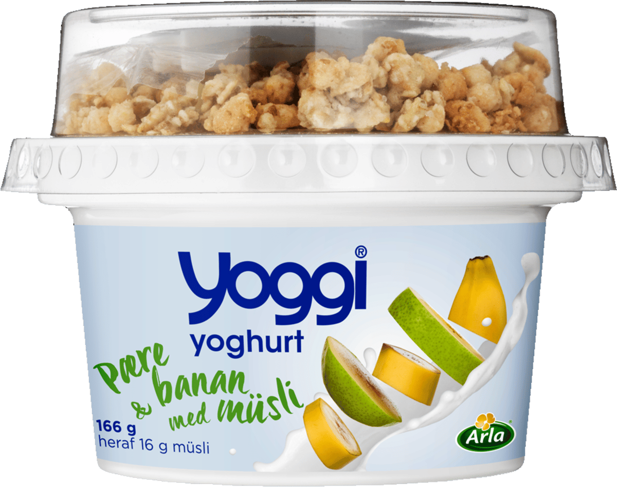 Yoggi Yoghurt 2,3% Pære, Banan & Müsli 166g