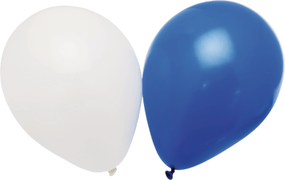 Modelbillede af Student Ballon Blå/Hvid 12 stk 23 cm