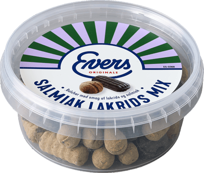 Modelbillede af Evers Salmiak Lakrids Mix 180g bøtte