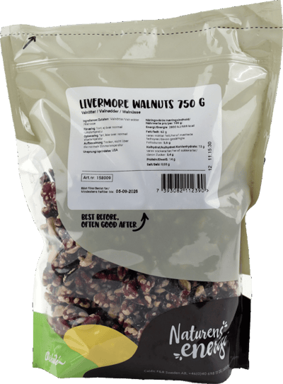 Modelbillede af Naturens Energi Livemore Valnødder 750g
