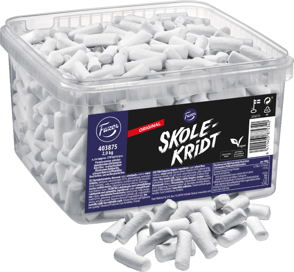 Fazer Skolekridt 2000g Bøtte