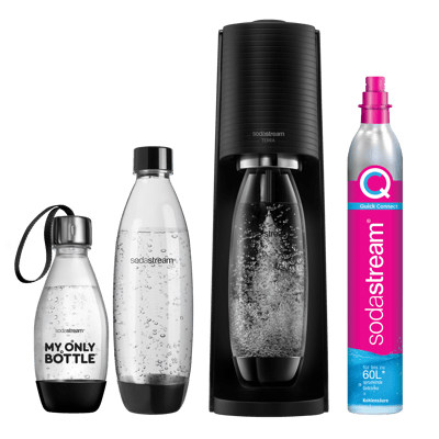 Modelbillede af SodaStream TERRA Combopack, sort m. 3 flasker