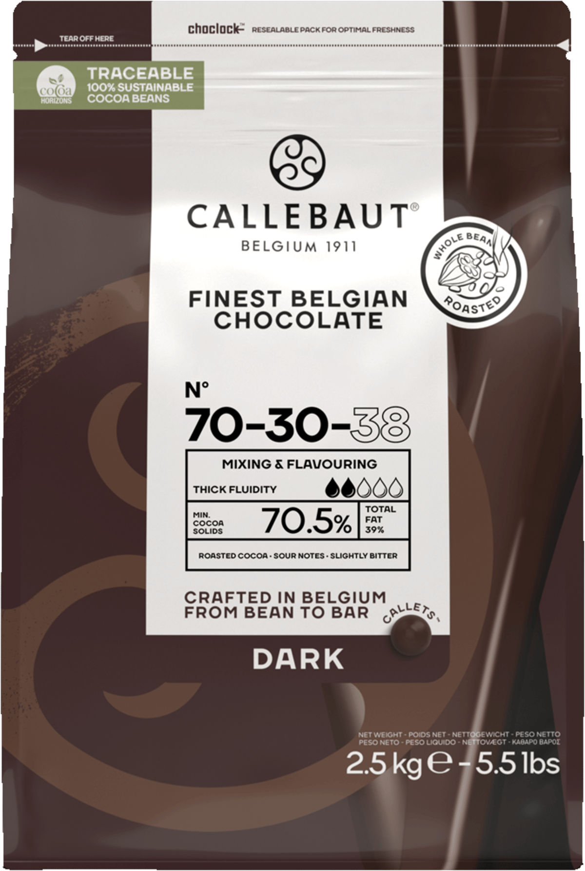 Callebaut Overtræksknapper 70% Mørk 2,5kg