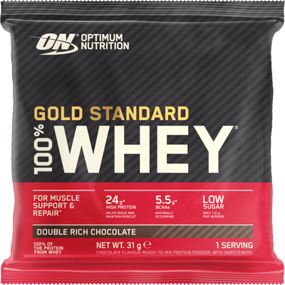 Modelbillede af Optimum Nutrition 100% Whey Gold Chokolade 24x30 g