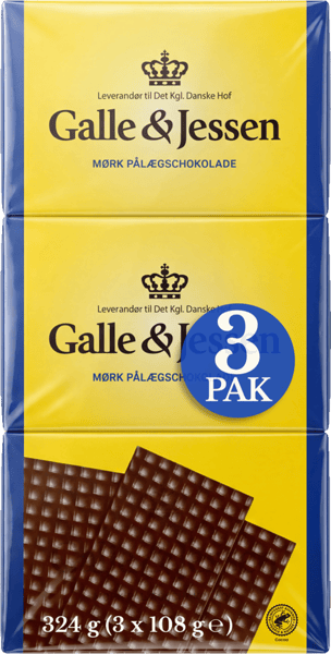 Modelbillede af Galle og Jessen Pålægschokolade mørk 3-pak 324 g