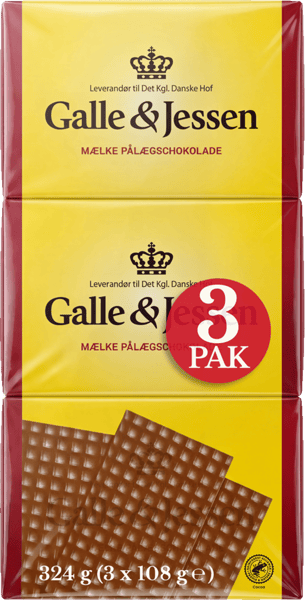 Modelbillede af Galle og Jessen Pålægschokolade lys 3-pak 324 g