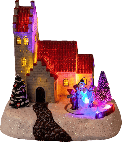1 stk. Kirke m. LED/timer Julekirke LED m. timer