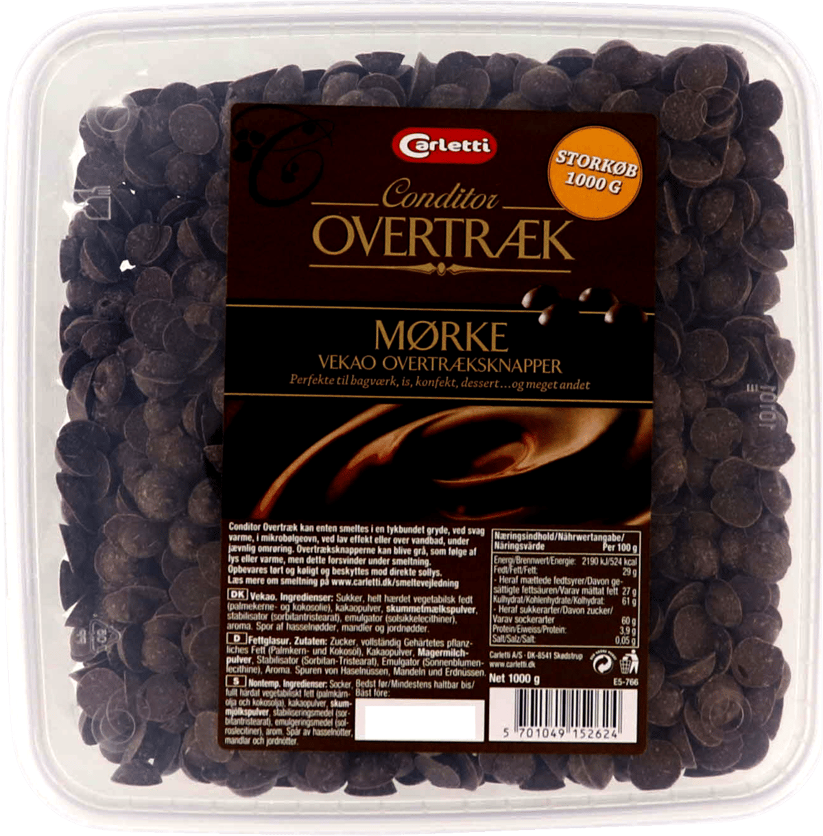 Carletti overtræksknapper mørk 1000 g.