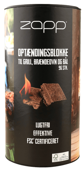 4 pk. Zapp Optændingsblok tønde 96 stk