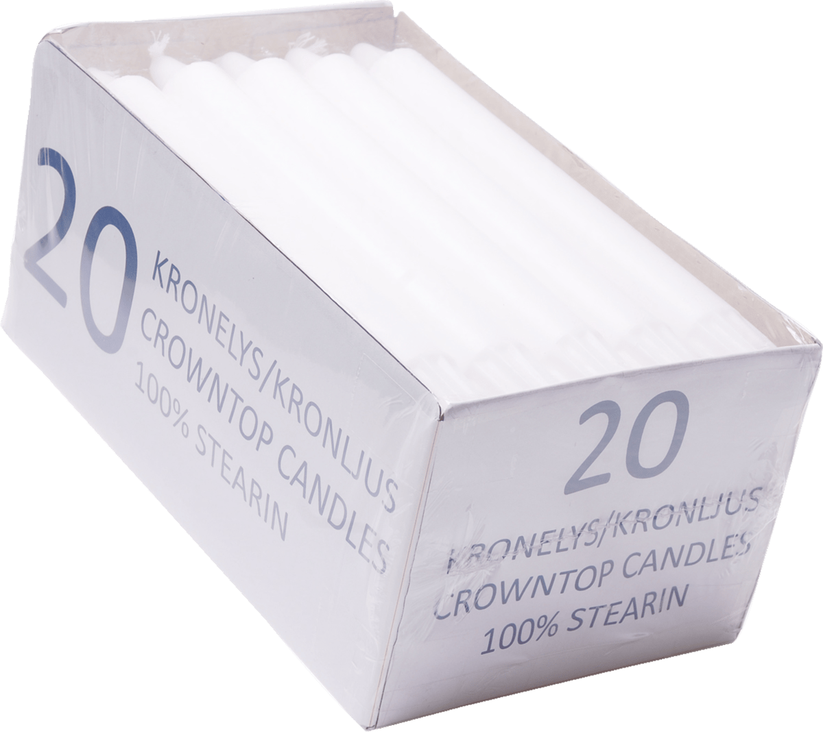 Kronelys 19cm Ren stearin 20 stk