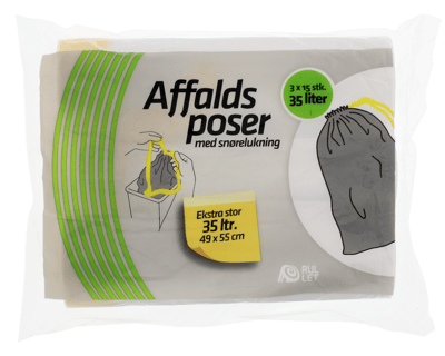 Modelbillede af Affaldspose m/snøreluk 35 l. 3 x 15 stk.