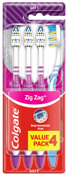 Modelbillede af Colgate Zig-Zag 4-pak Antibac Soft Tandbørste